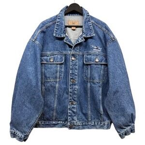 Vintage 90's Denim Jacket 100% Cotton Large with Embroidered Cruise Advertisment